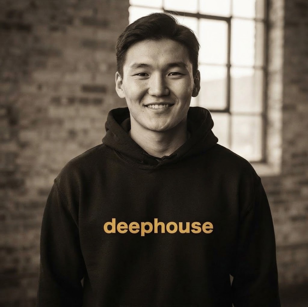 Deep House Hoodie by SUPERWAPA, black hoodie worn by a model