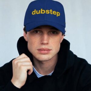 DUBSTEP Cap by SUPERWAPA, royal blue snapback worn by a model