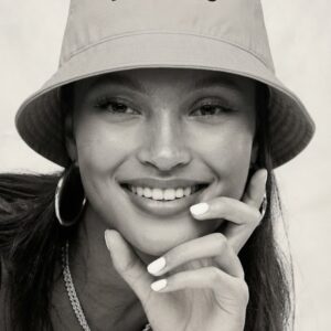 I LOVE TECHNO organic bucket hat by SUPERWAPA worn by a model