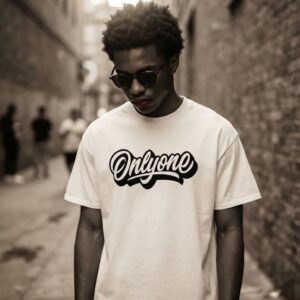 ONLY ONE T-Shirt by SUPERWAPA, white oversized tee worn by a model