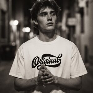 ORIGINAL T-Shirt by SUPERWAPA, white oversized tee worn by a model