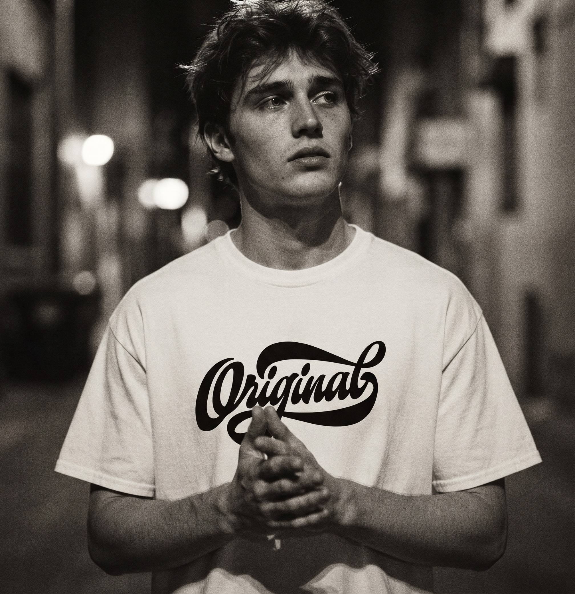 ORIGINAL T-Shirt by SUPERWAPA, white oversized tee worn by a model